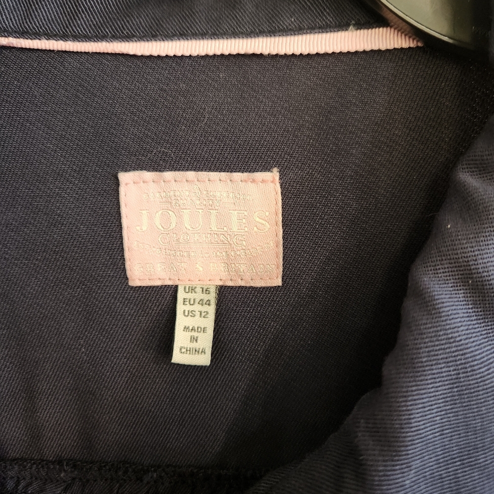 Joules Cassidy Jacket Size 12 Navy Blue Utility Brass Lightweight Shacket - Picture 2 of 16